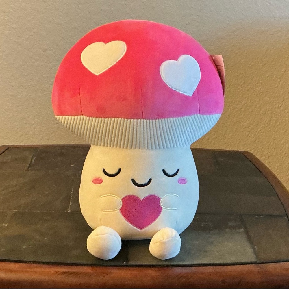 Pink and White Mushroom & Heart Plush